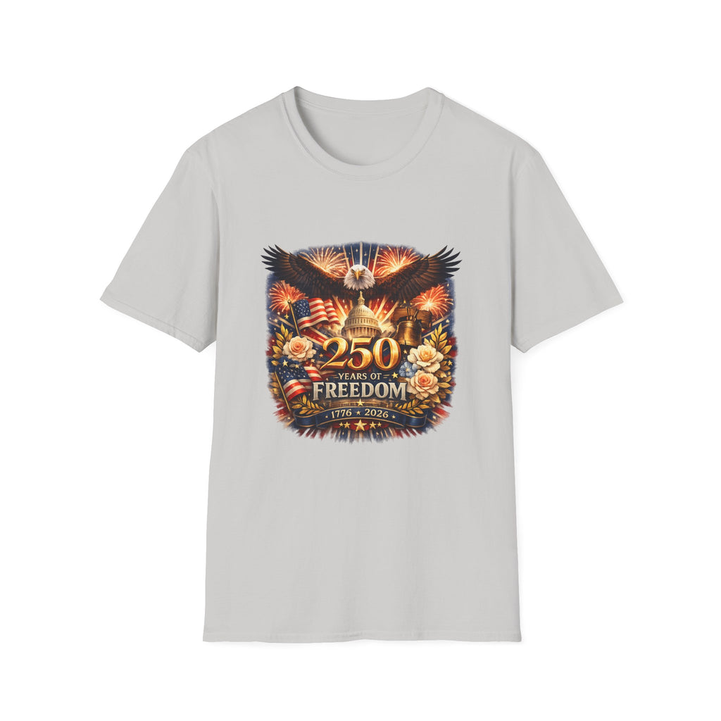 Patriotic 250 Freedom T-Shirt — Eagle, Capitol & Fireworks Graphic