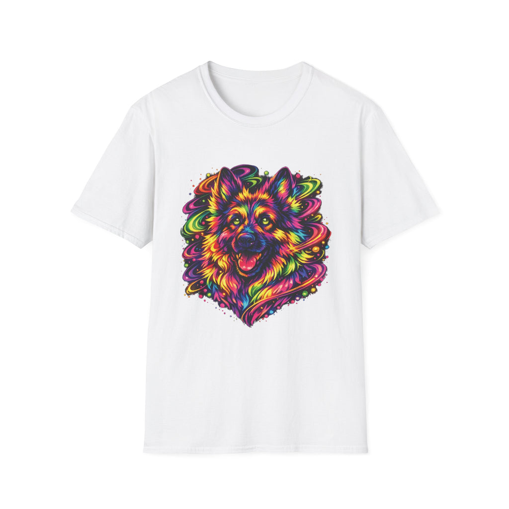 Colorful Psychedelic Dog T-Shirt — Neon German Shepherd Art Tee