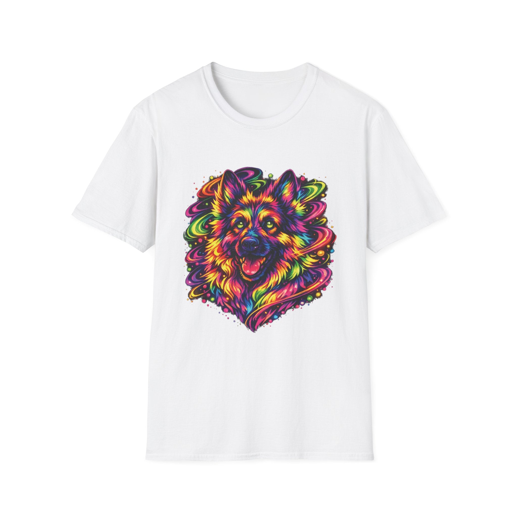 Colorful Psychedelic Dog T-Shirt — Neon German Shepherd Art Tee