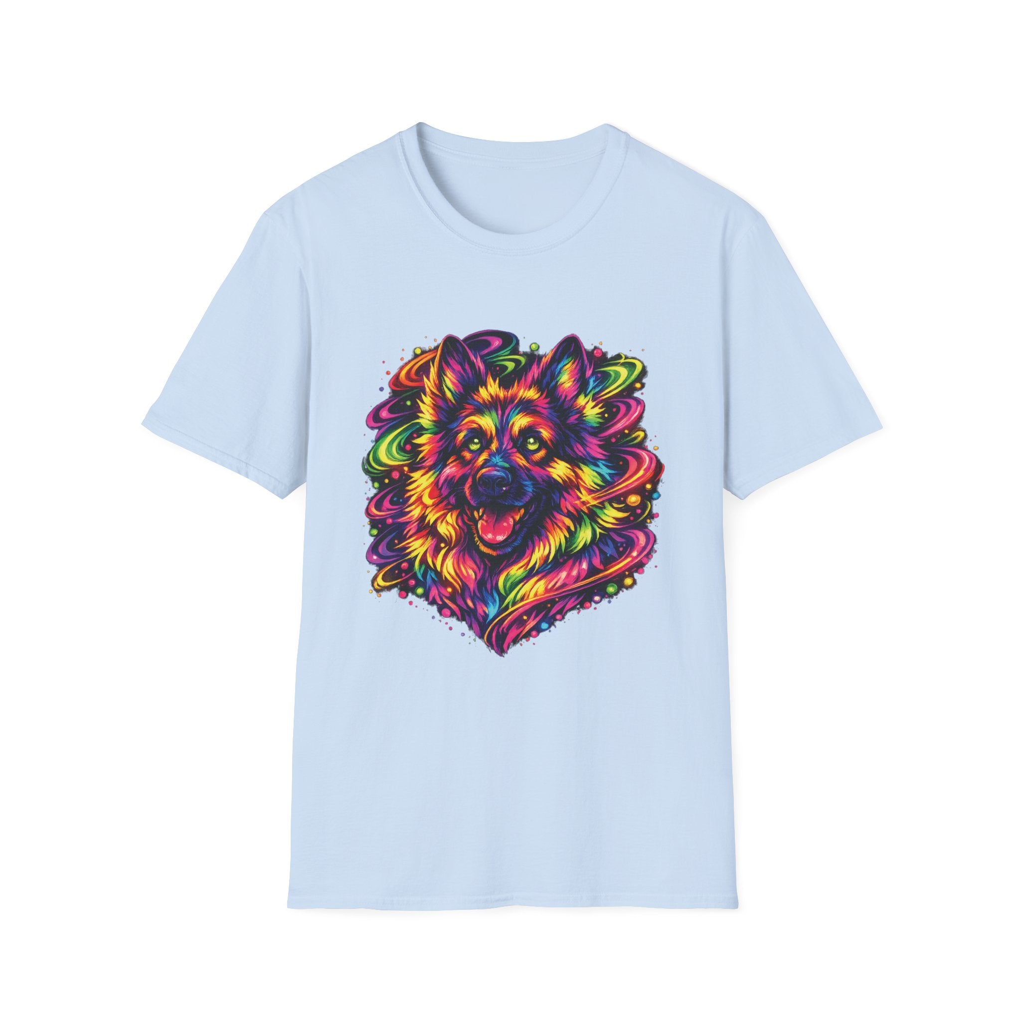 Colorful Psychedelic Dog T-Shirt — Neon German Shepherd Art Tee