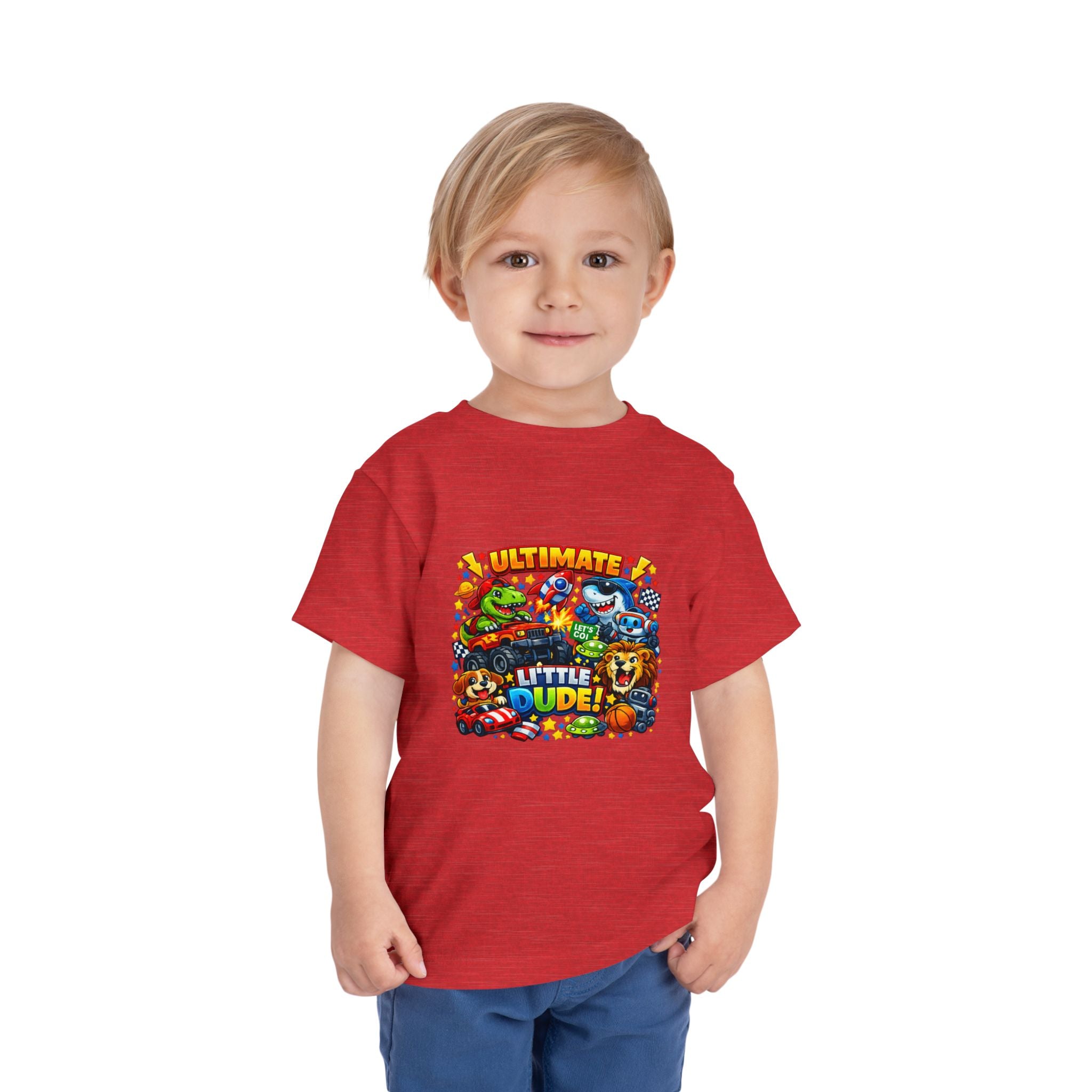 Ultimate Little Dude Toddler Tee — Colorful Gamer Animal Crew Graphic