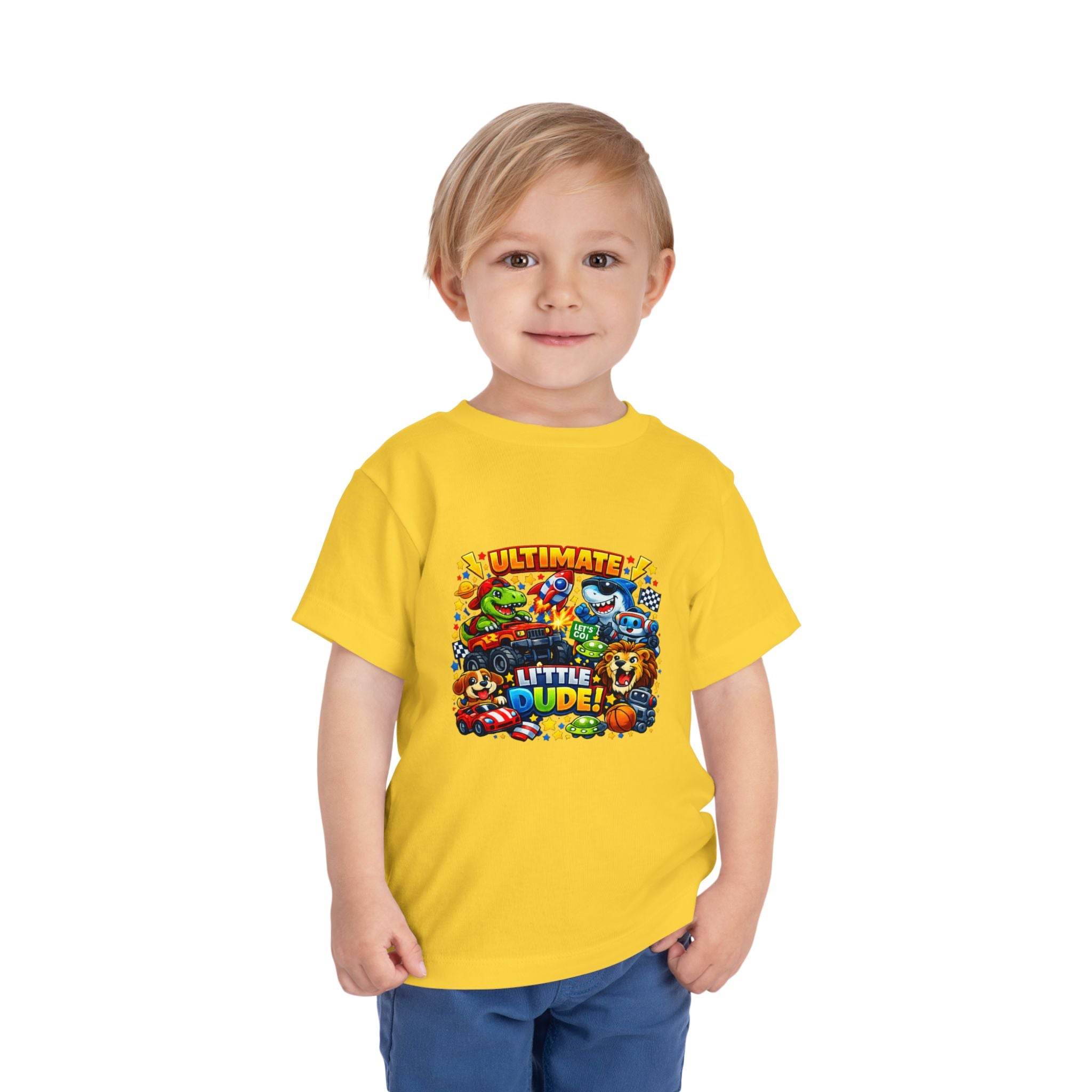Ultimate Little Dude Toddler Tee — Colorful Gamer Animal Crew Graphic