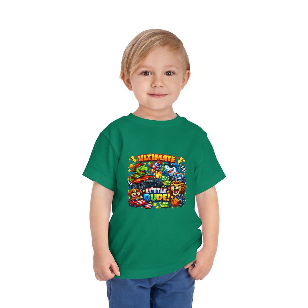 Ultimate Little Dude Toddler Tee — Colorful Gamer Animal Crew Graphic