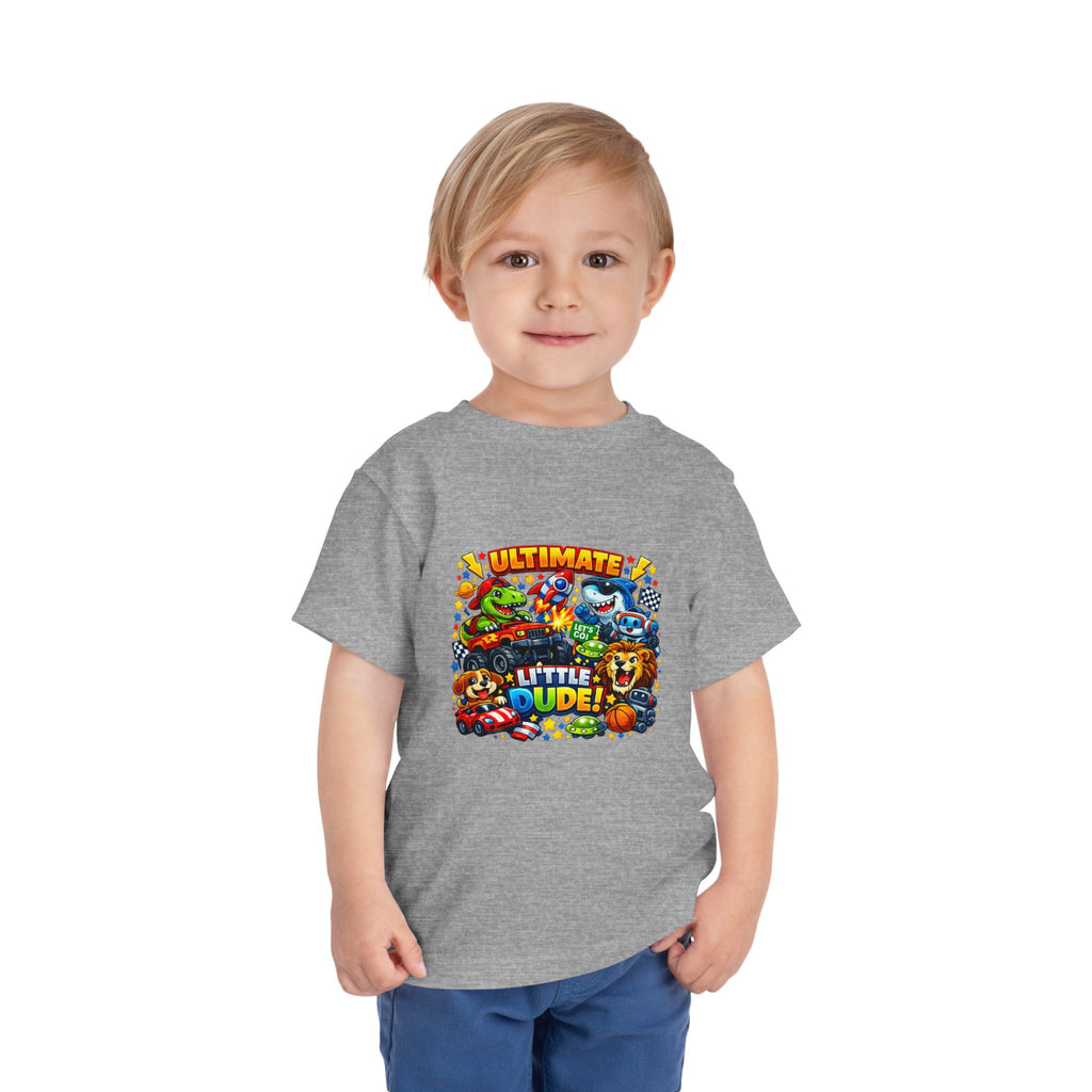 Ultimate Little Dude Toddler Tee — Colorful Gamer Animal Crew Graphic