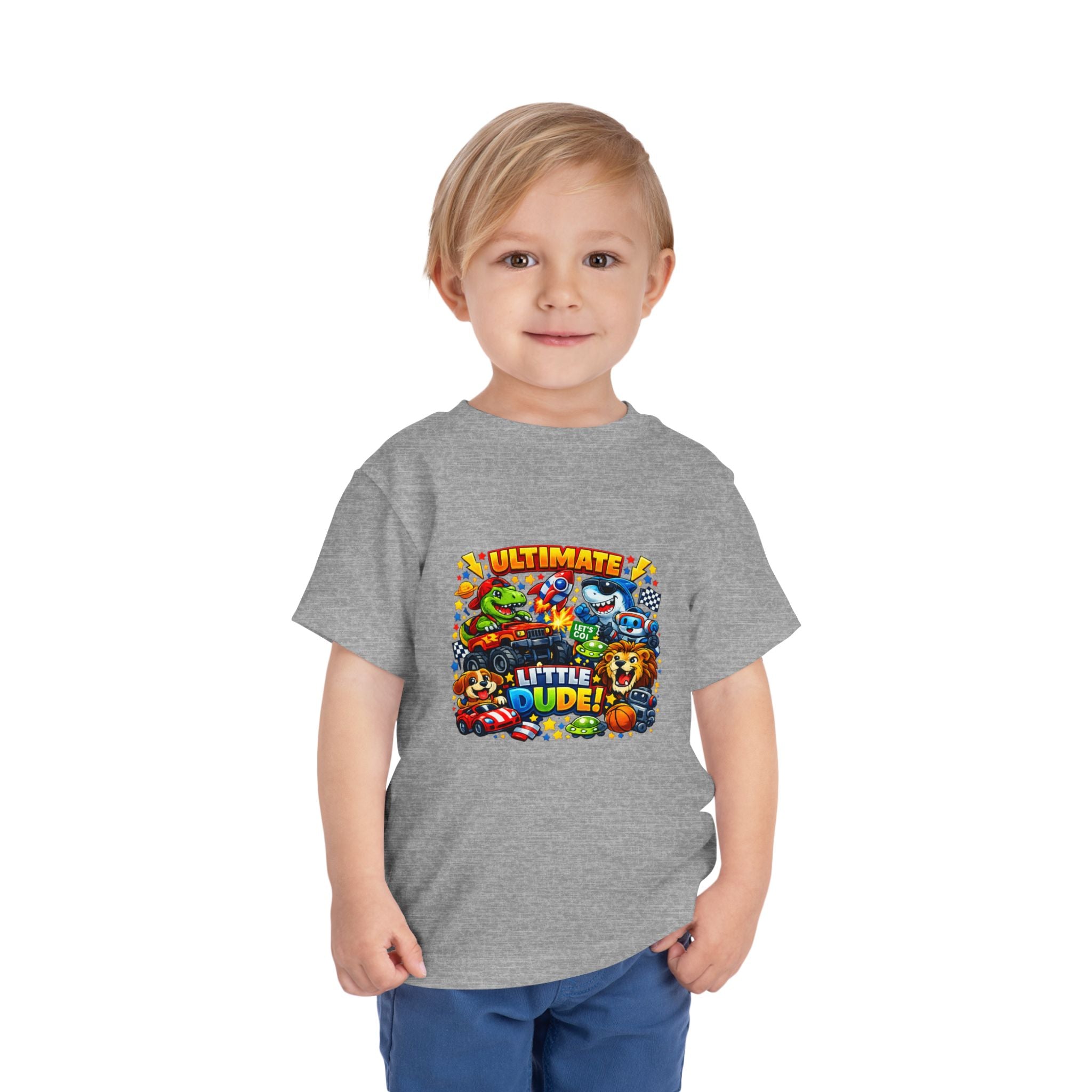 Ultimate Little Dude Toddler Tee — Colorful Gamer Animal Crew Graphic
