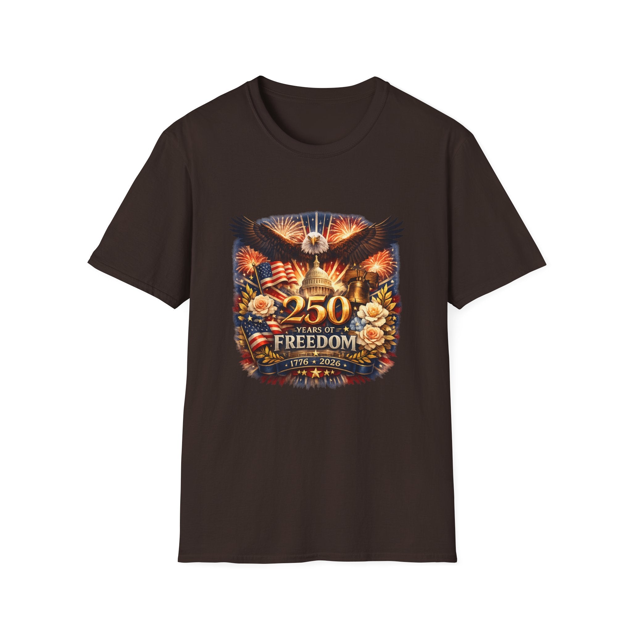 Patriotic 250 Freedom T-Shirt — Eagle, Capitol & Fireworks Graphic