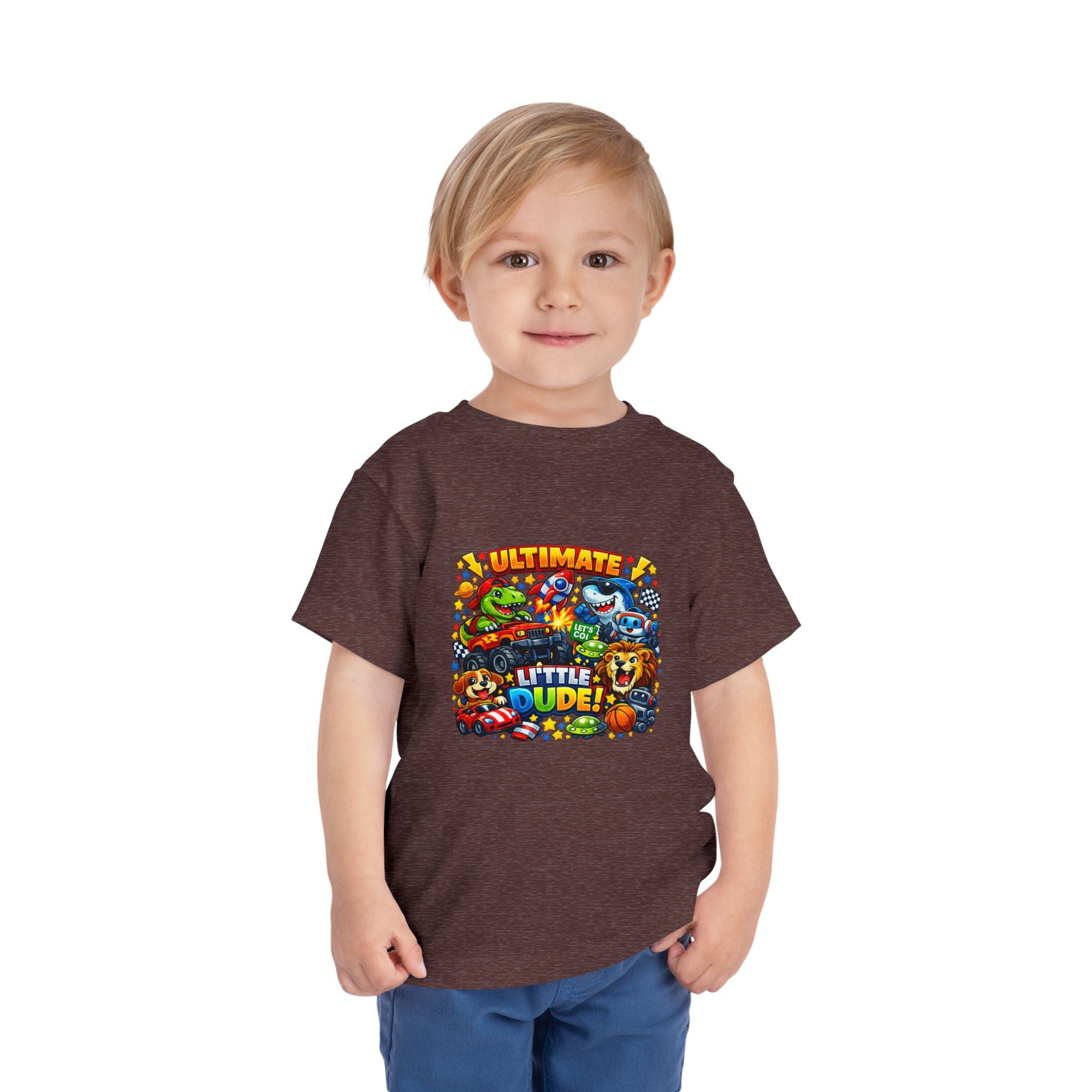 Ultimate Little Dude Toddler Tee — Colorful Gamer Animal Crew Graphic