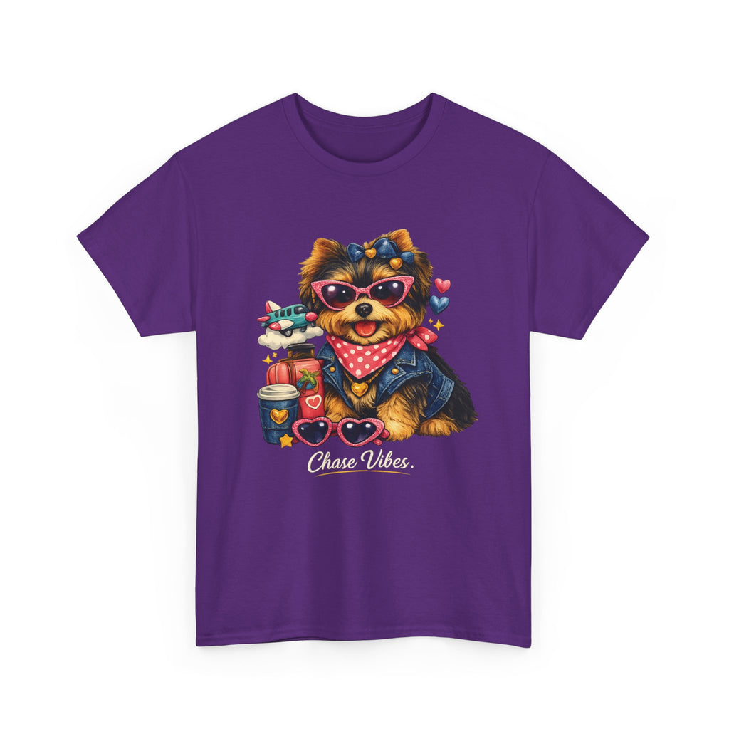 Cute Yorkie Puppy Graphic Tee – Dog Lover T‑Shirt with Bandana & Coffee Art