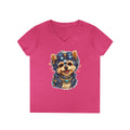 Cute Yorkshire Terrier V-Neck Tee — Adorable Dog Portrait Shirt for Women
