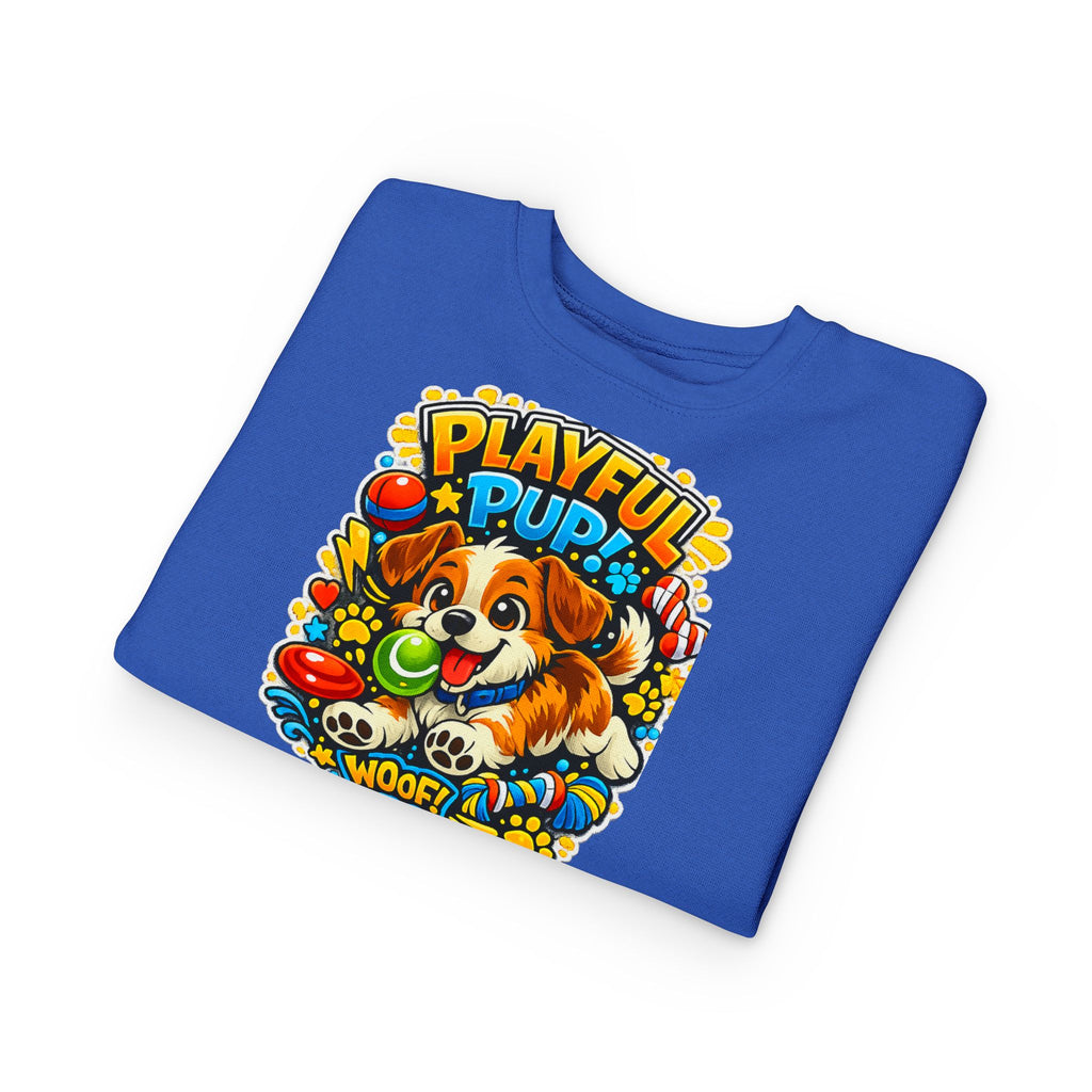 Playful Pup Toddler Sweatshirt — Cute Puppy Graphic "Playful Pup! Woof"