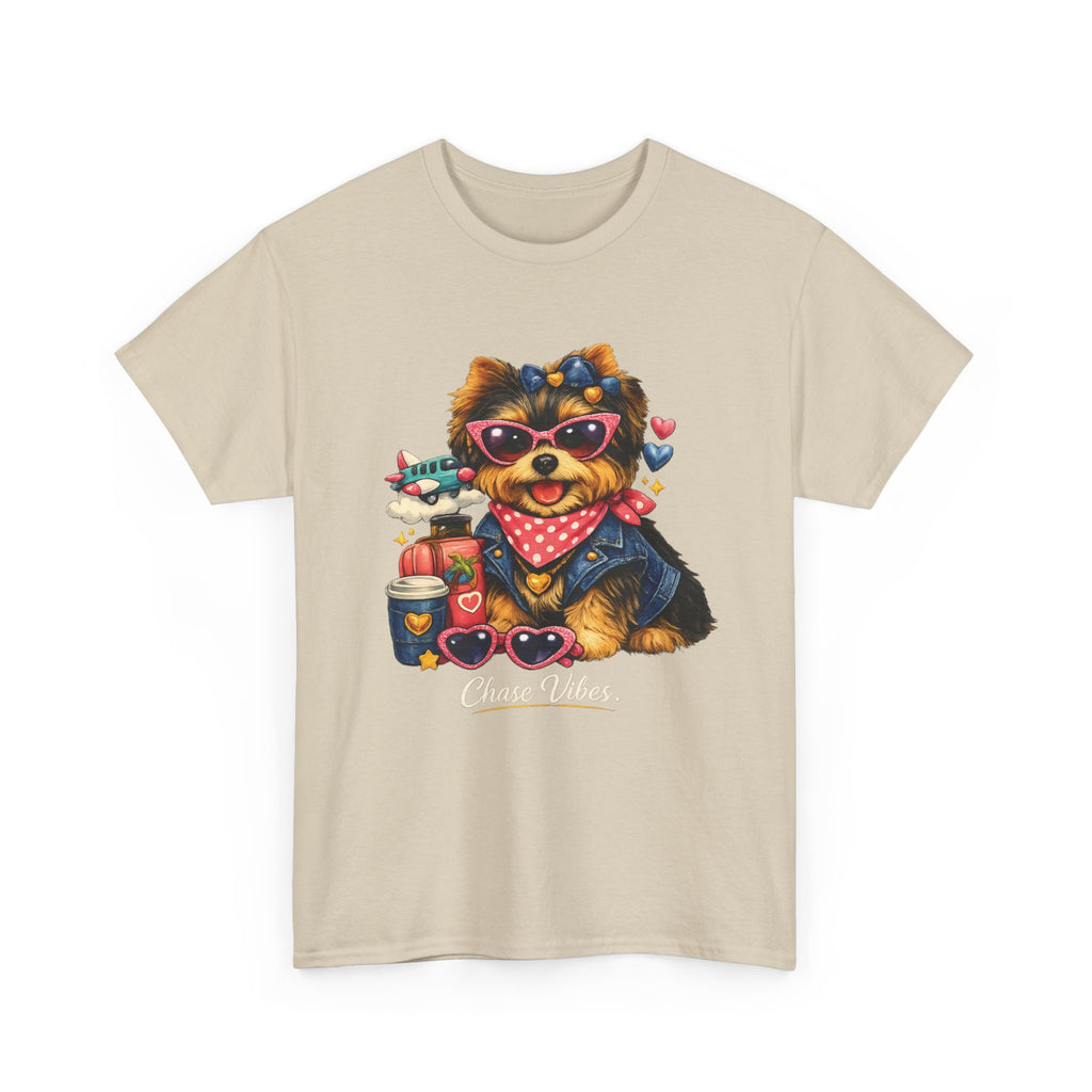 Cute Yorkie Puppy Graphic Tee – Dog Lover T‑Shirt with Bandana & Coffee Art
