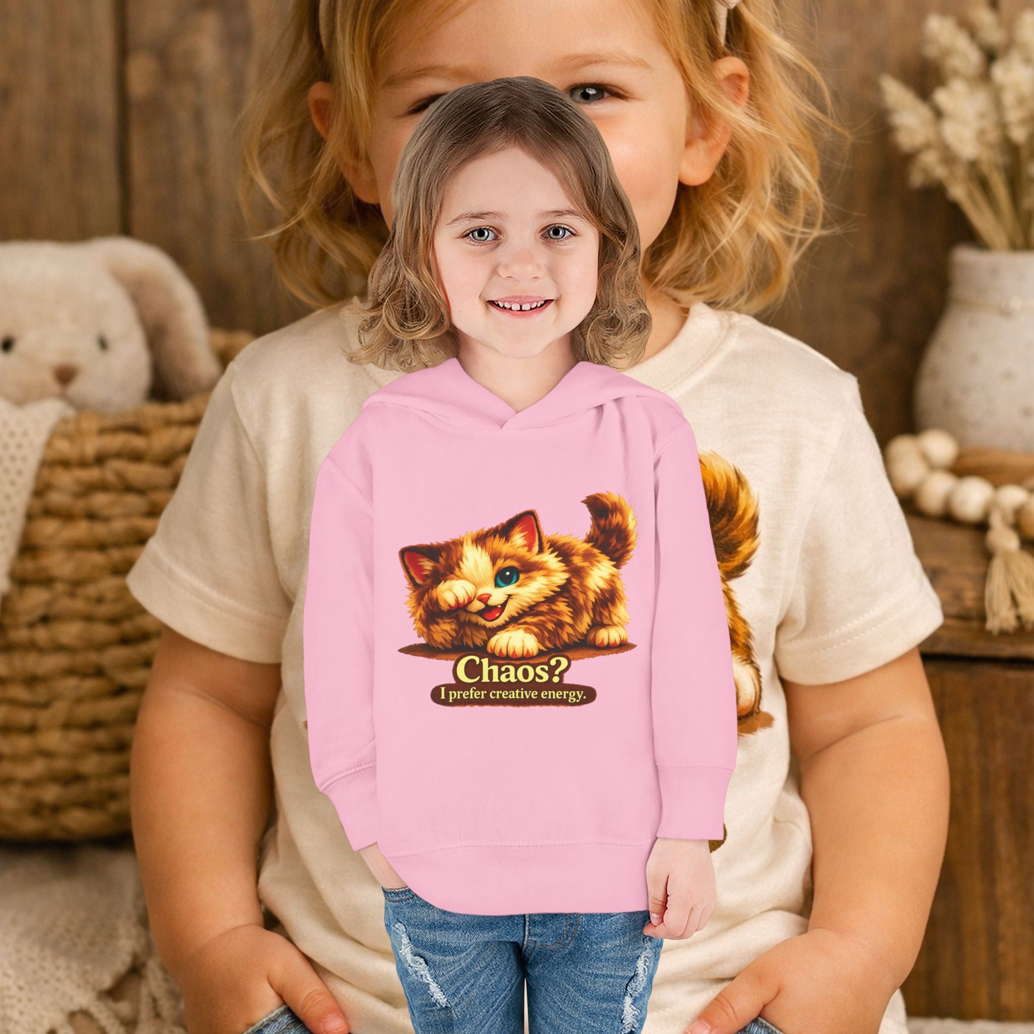Toddler Hoodie — Cute Kitten “Chaos? I prefer creative energy” Pullover "Limited Collection"