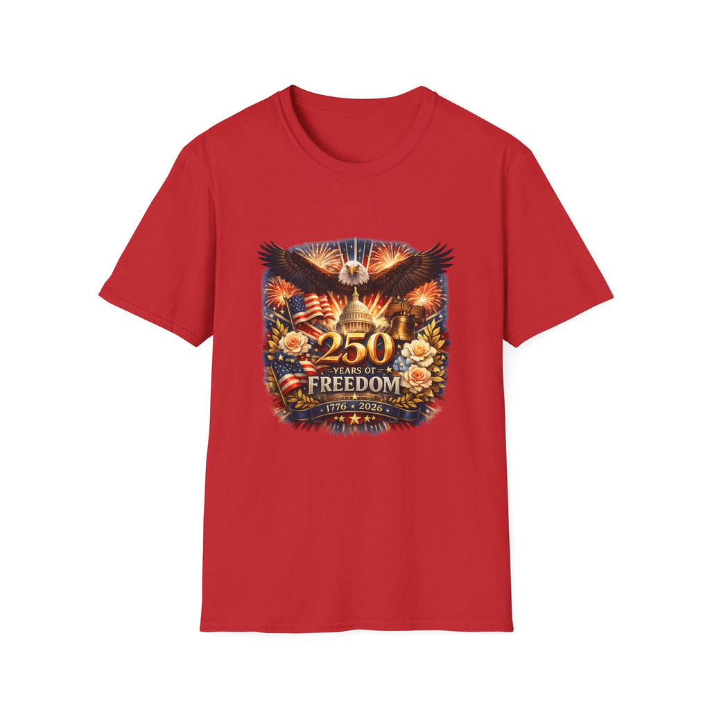 Patriotic 250 Freedom T-Shirt — Eagle, Capitol & Fireworks Graphic