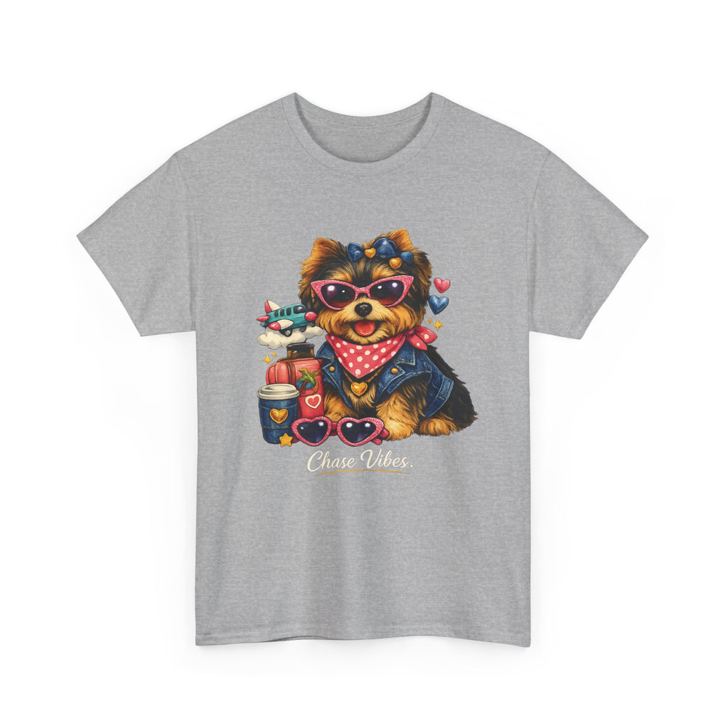 Cute Yorkie Puppy Graphic Tee – Dog Lover T‑Shirt with Bandana & Coffee Art
