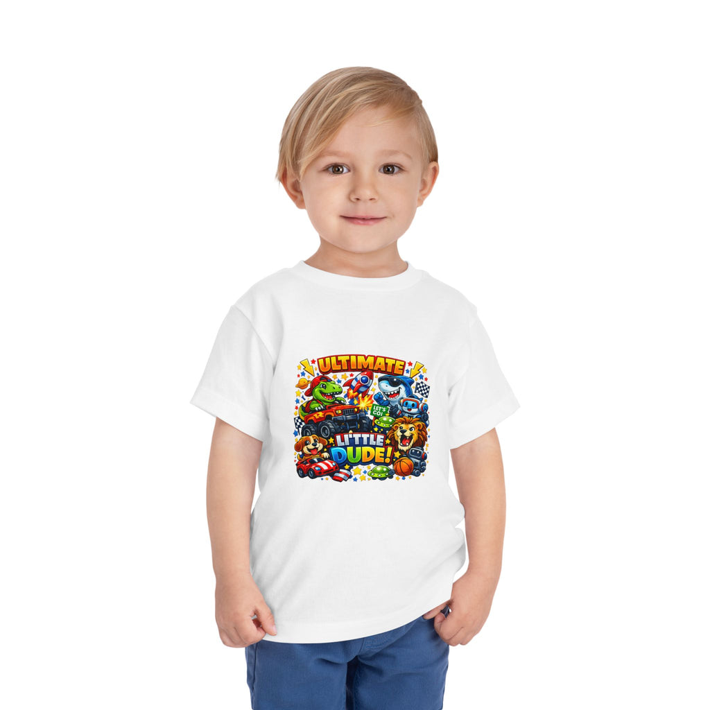 Ultimate Little Dude Toddler Tee — Colorful Gamer Animal Crew Graphic