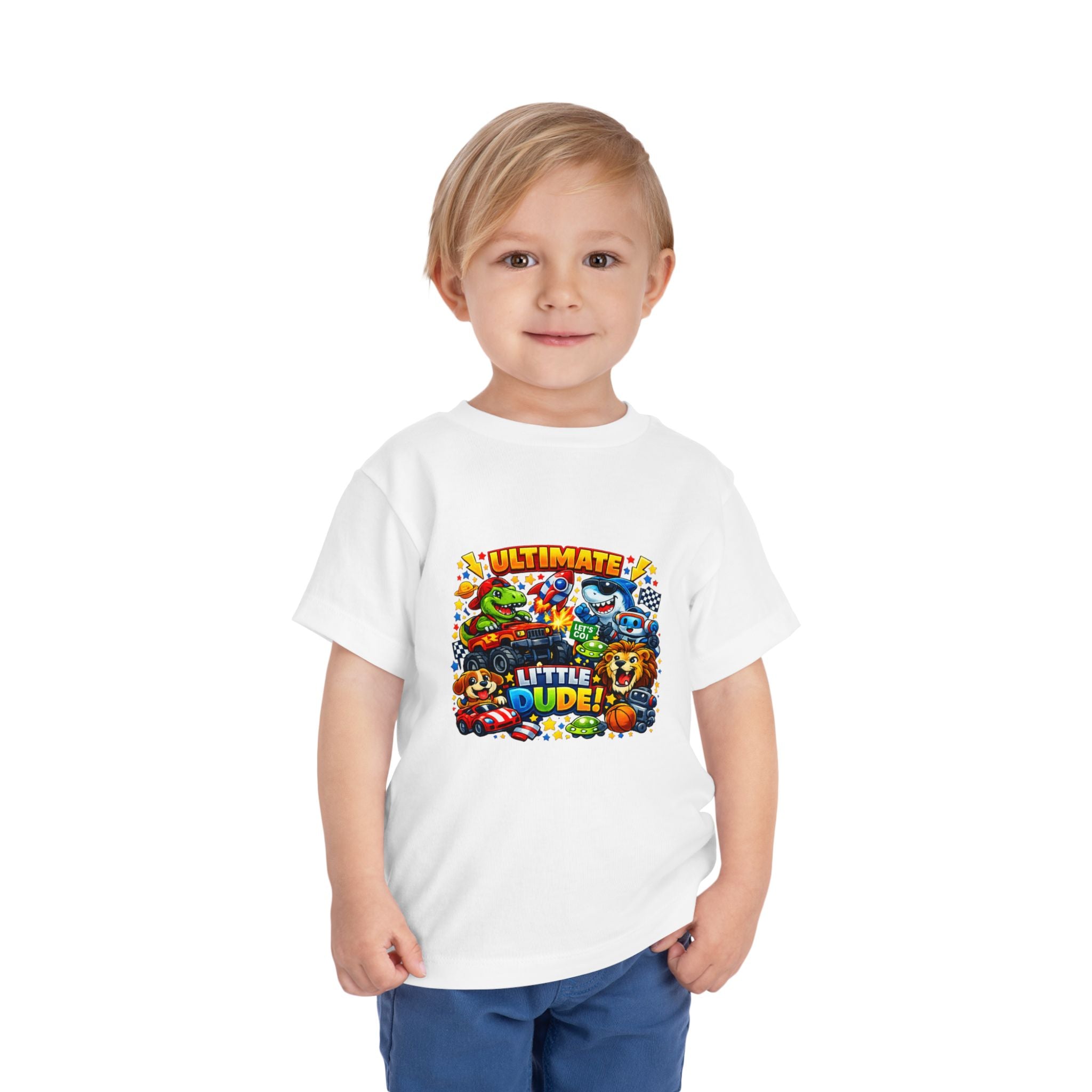 Ultimate Little Dude Toddler Tee — Colorful Gamer Animal Crew Graphic