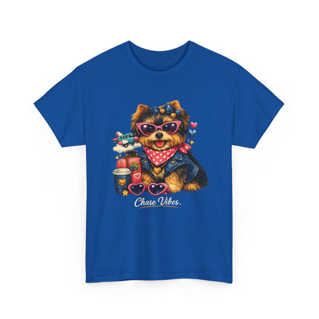 Cute Yorkie Puppy Graphic Tee – Dog Lover T‑Shirt with Bandana & Coffee Art