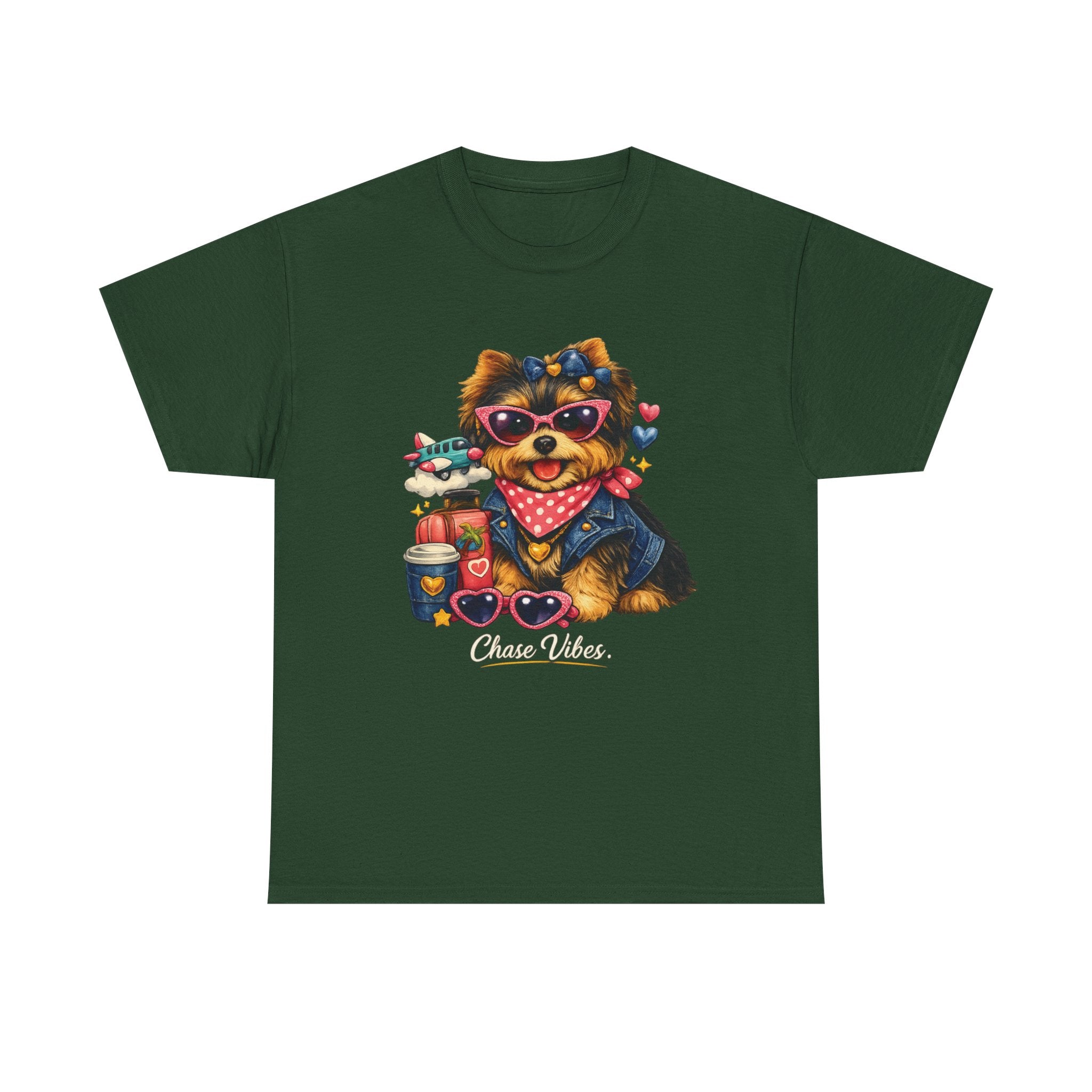 Cute Yorkie Puppy Graphic Tee – Dog Lover T‑Shirt with Bandana & Coffee Art