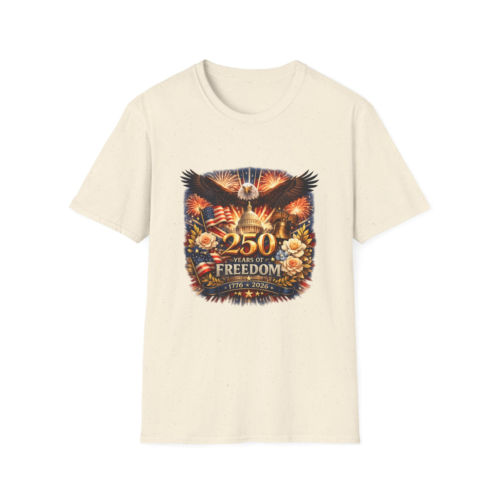 Patriotic 250 Freedom T-Shirt — Eagle, Capitol & Fireworks Graphic
