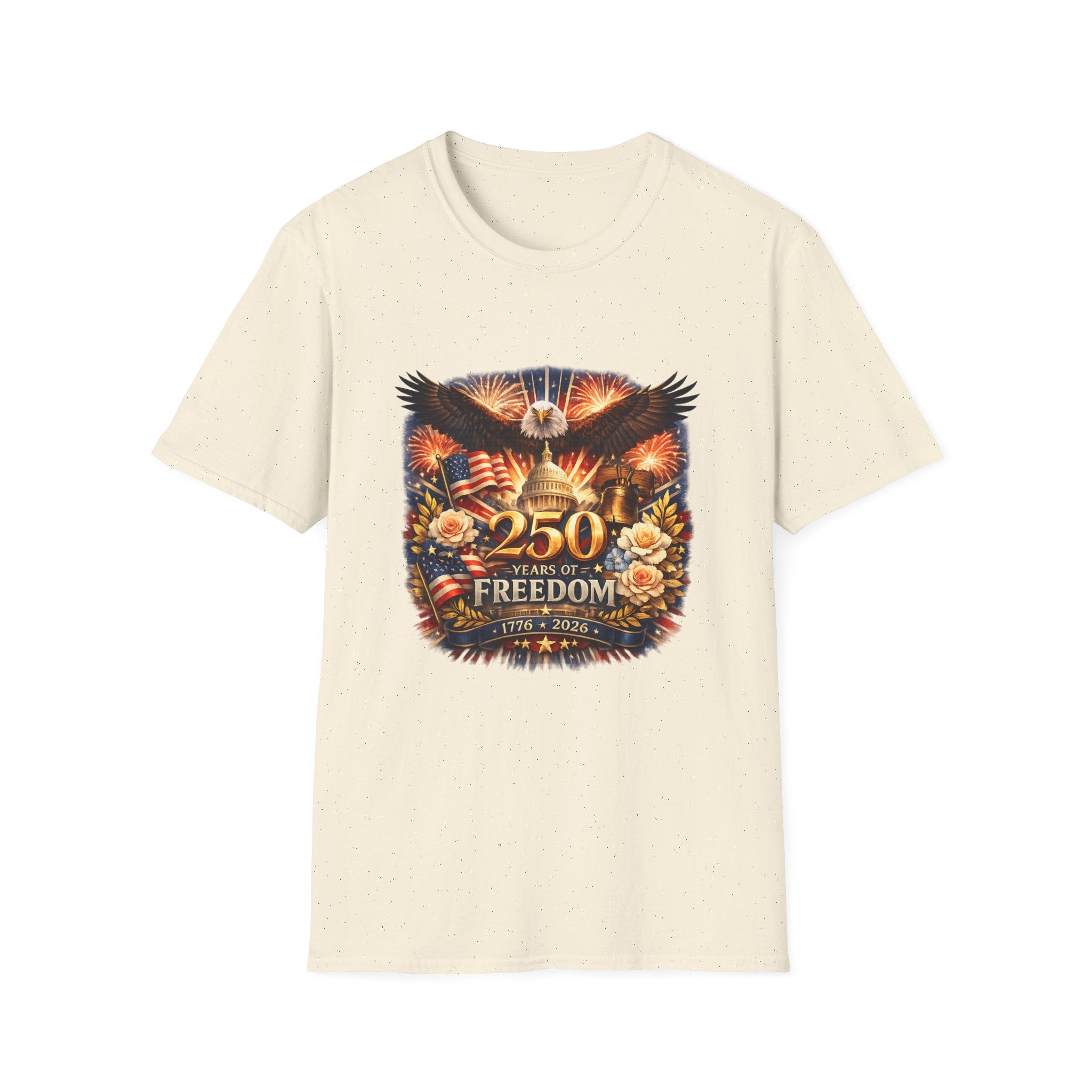 Patriotic 250 Freedom T-Shirt — Eagle, Capitol & Fireworks Graphic
