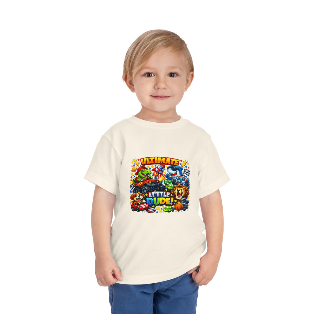 Ultimate Little Dude Toddler Tee — Colorful Gamer Animal Crew Graphic