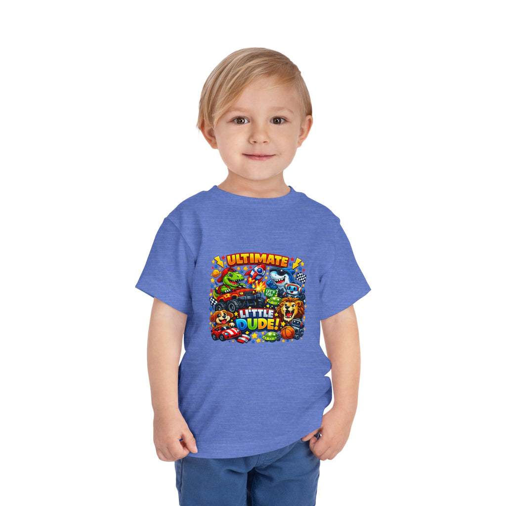 Ultimate Little Dude Toddler Tee — Colorful Gamer Animal Crew Graphic