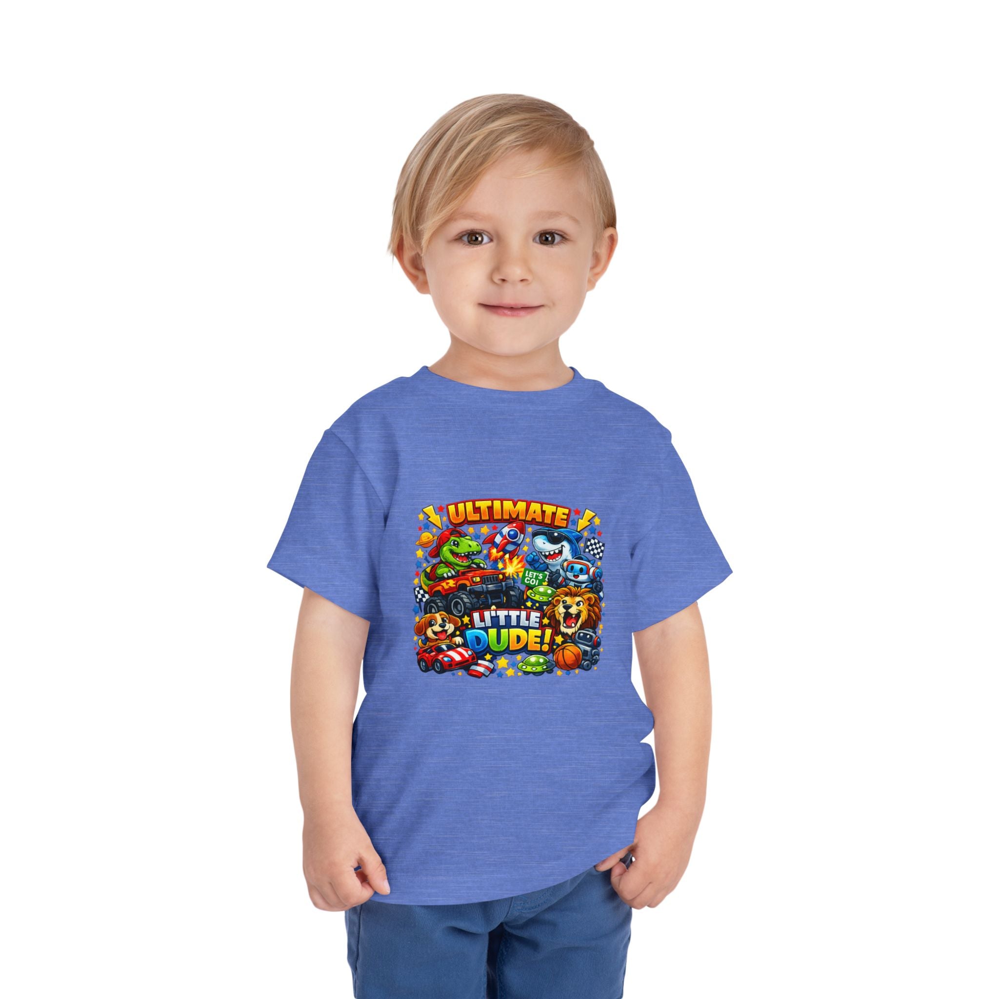Ultimate Little Dude Toddler Tee — Colorful Gamer Animal Crew Graphic
