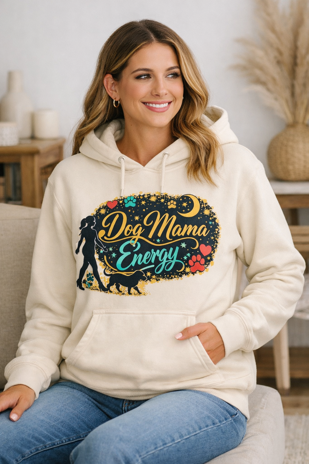 Hoodie — Dog Mama Energy Floral Graphic Pullover