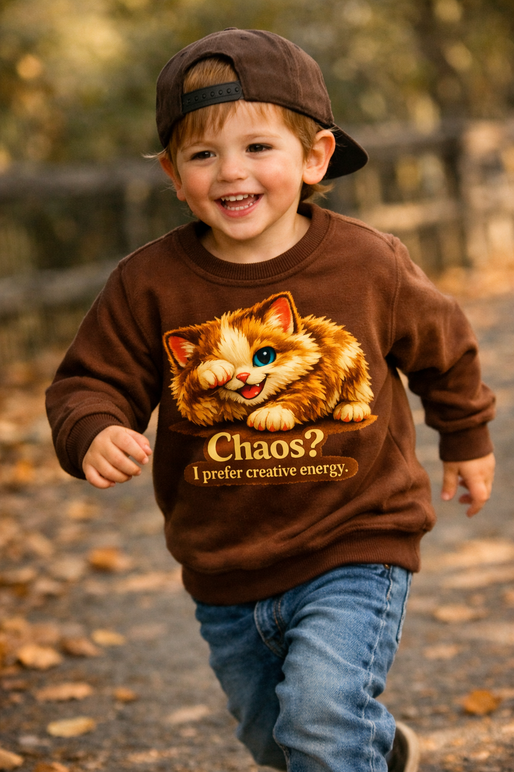 Toddler Sweatshirt | Winking Kitten Creative Energy Graphic