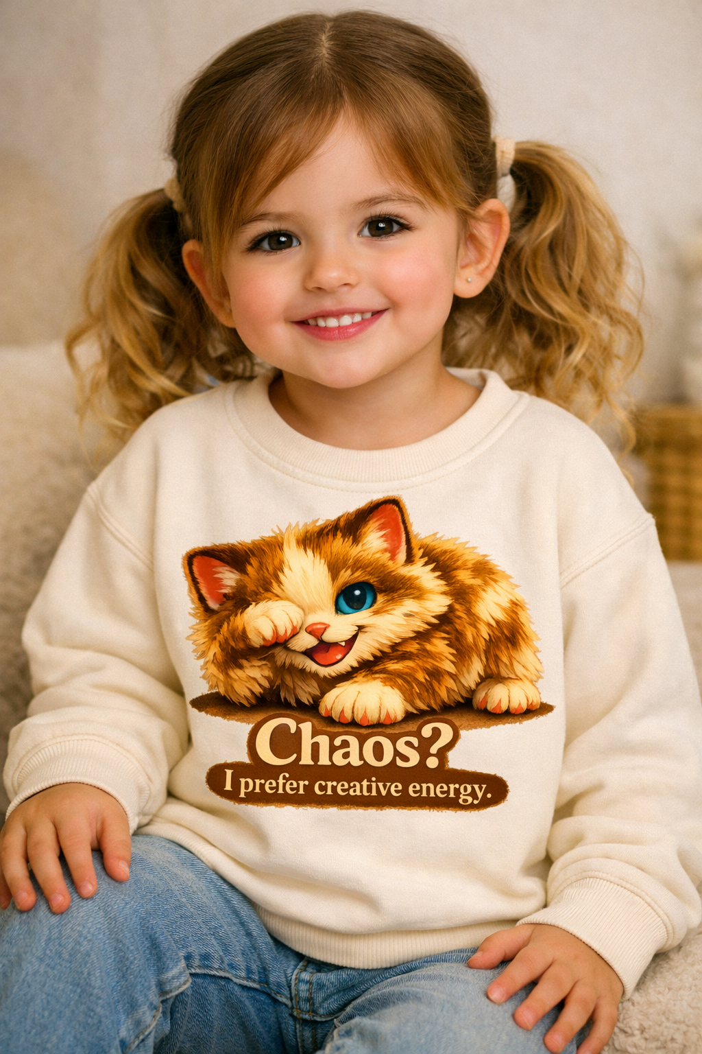 Toddler Sweatshirt | Winking Kitten Creative Energy Graphic