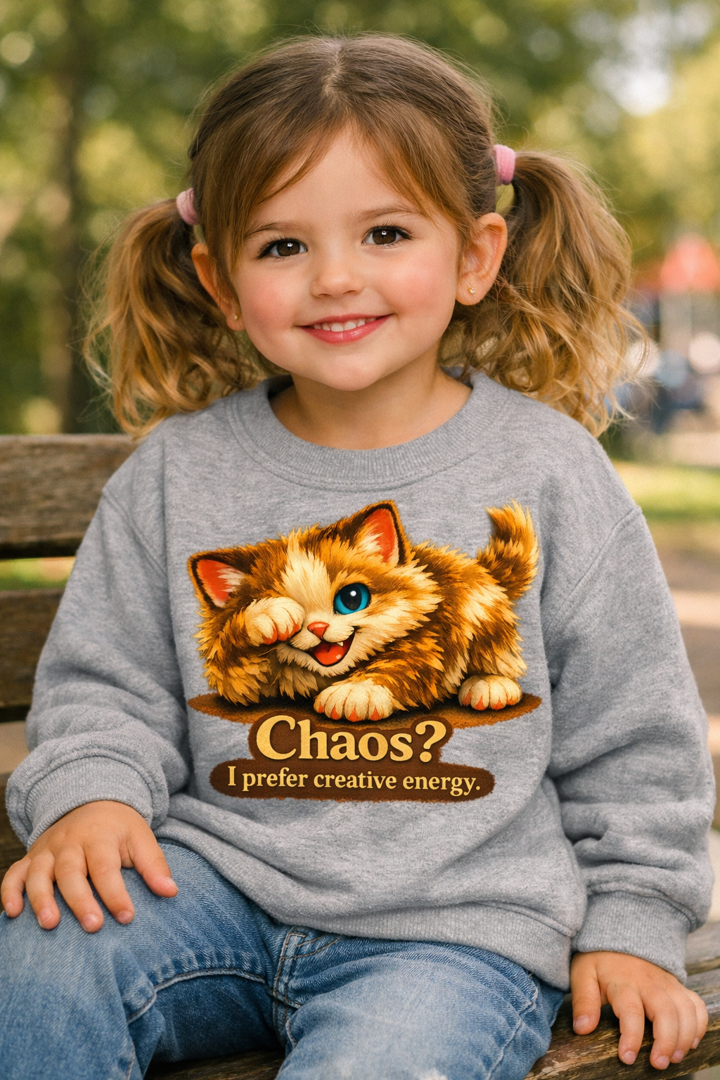 Toddler Sweatshirt | Winking Kitten Creative Energy Graphic