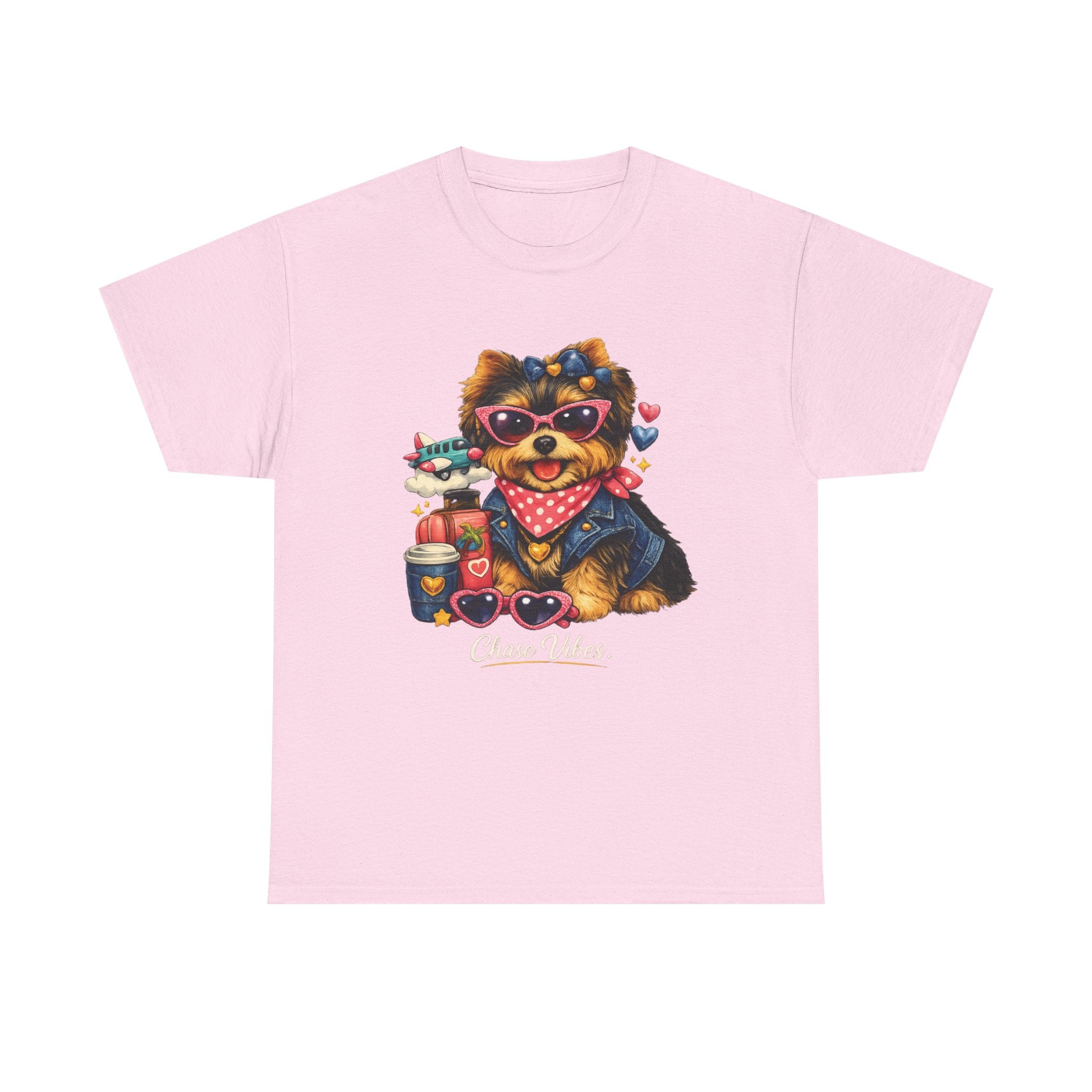 Cute Yorkie Puppy Graphic Tee – Dog Lover T‑Shirt with Bandana & Coffee Art