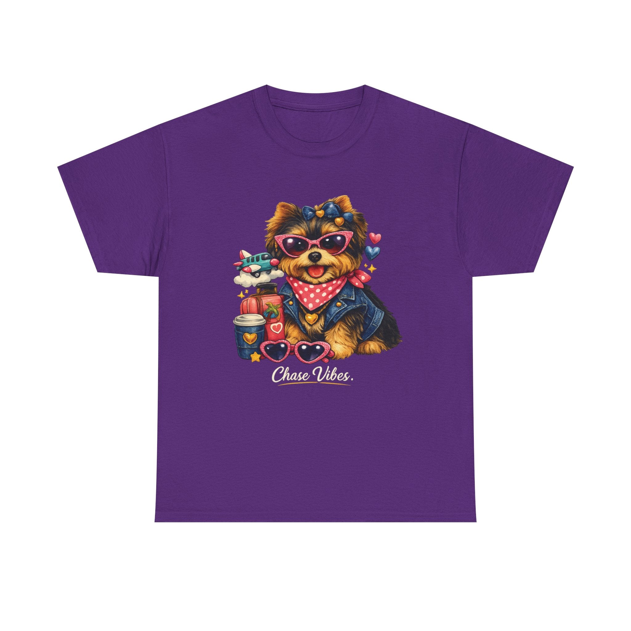 Cute Yorkie Puppy Graphic Tee – Dog Lover T‑Shirt with Bandana & Coffee Art
