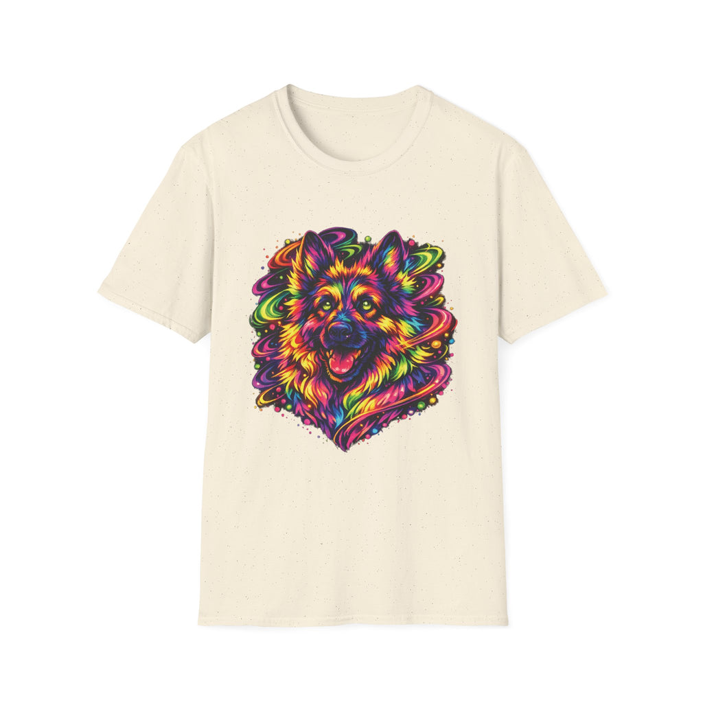 Colorful Psychedelic Dog T-Shirt — Neon German Shepherd Art Tee