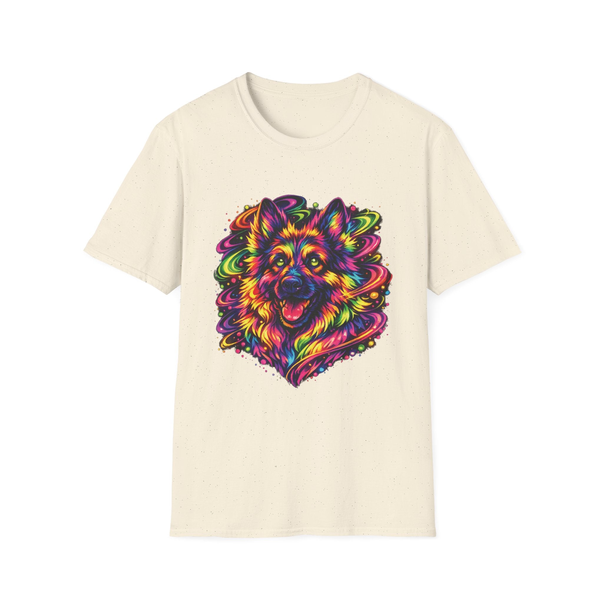 Colorful Psychedelic Dog T-Shirt — Neon German Shepherd Art Tee