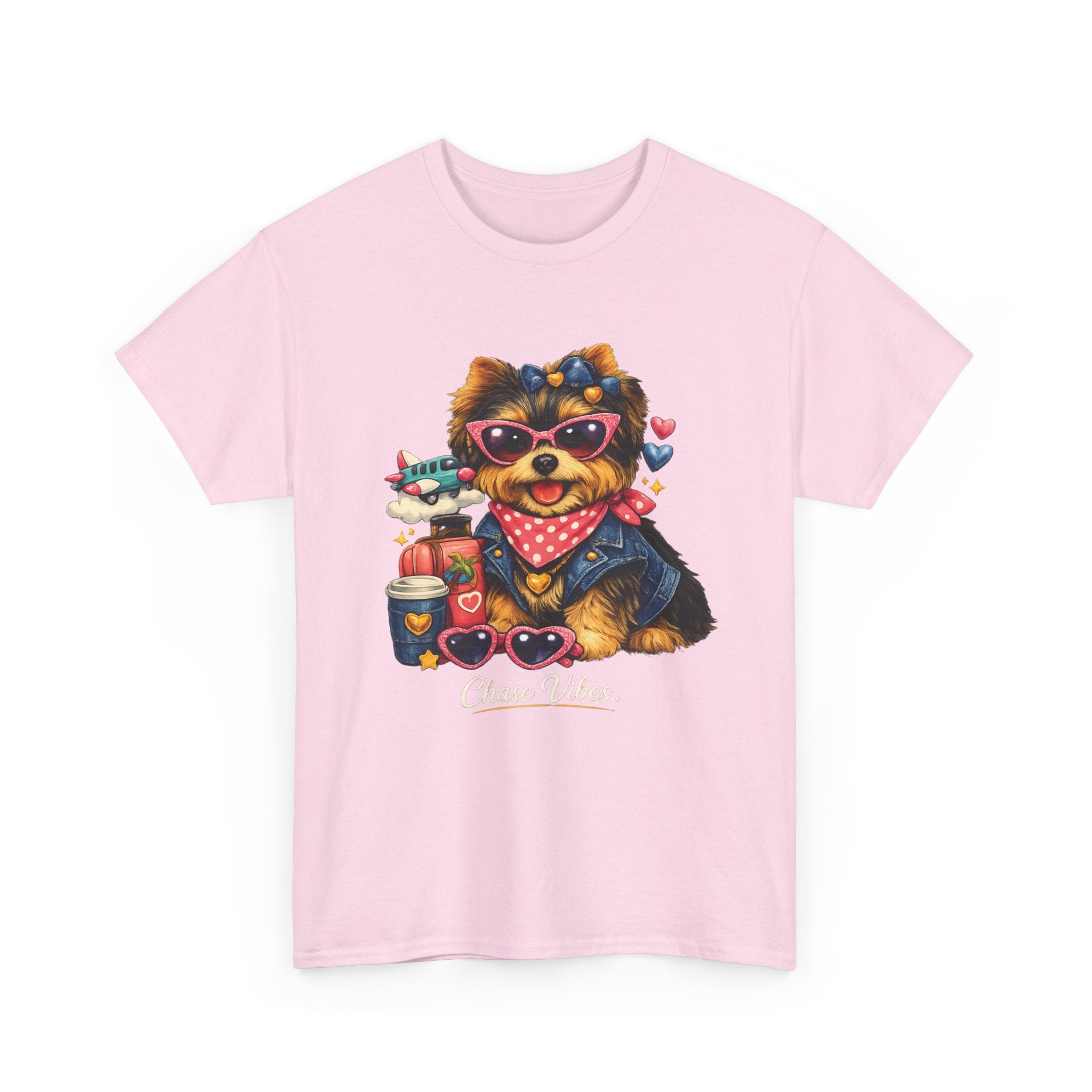Cute Yorkie Puppy Graphic Tee – Dog Lover T‑Shirt with Bandana & Coffee Art