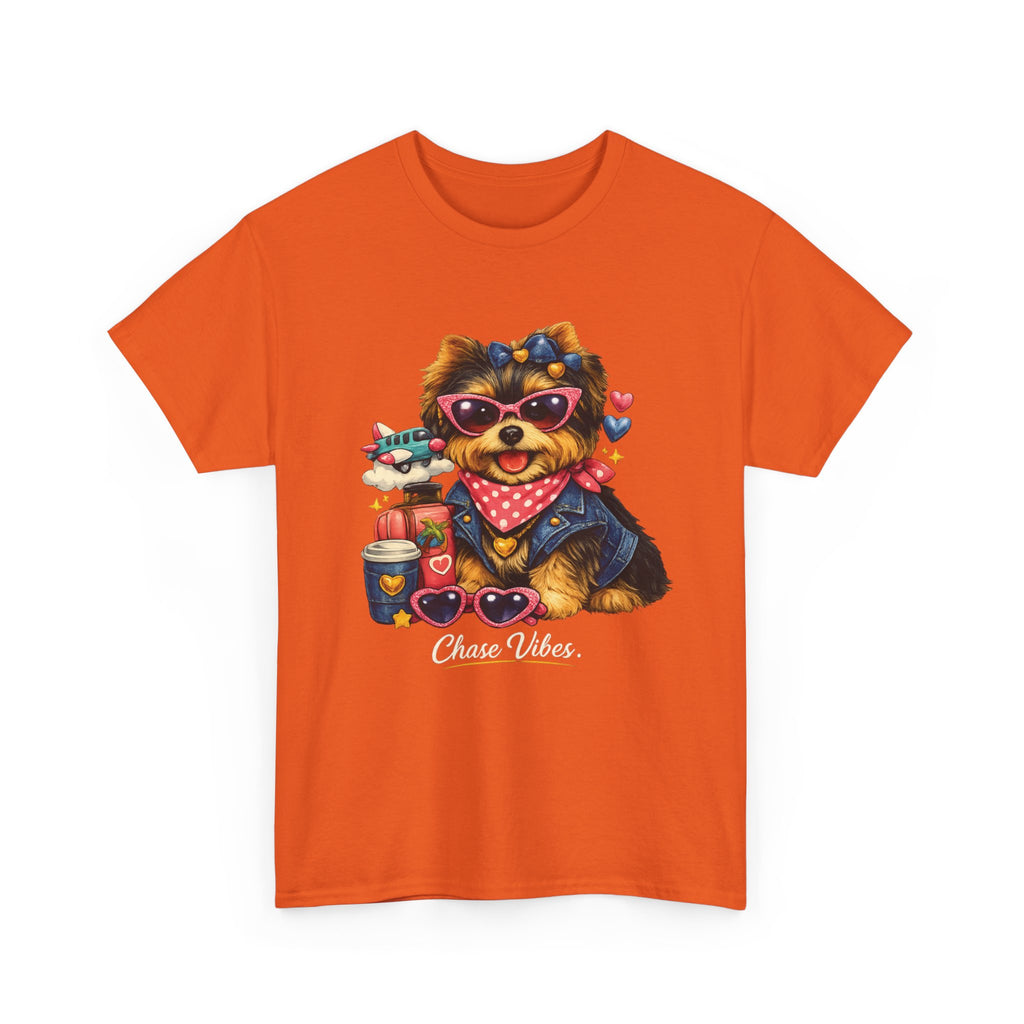 Cute Yorkie Puppy Graphic Tee – Dog Lover T‑Shirt with Bandana & Coffee Art