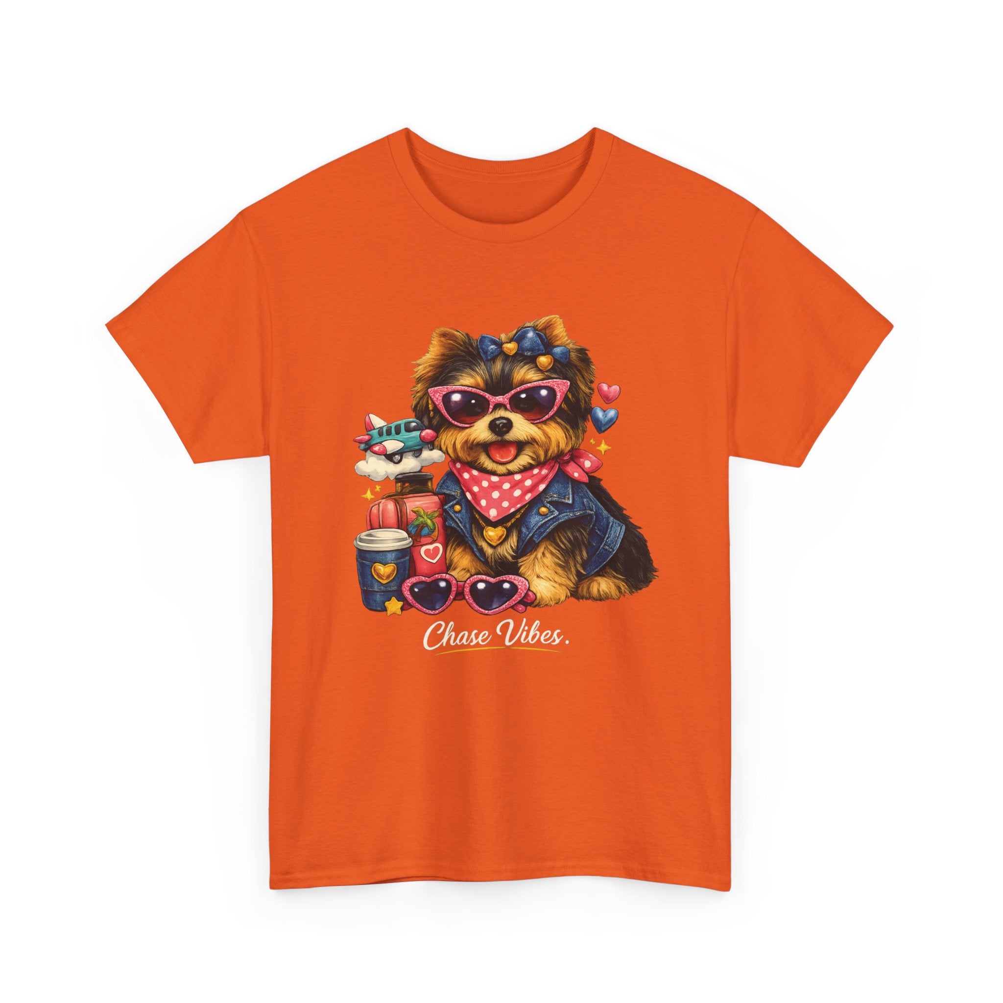 Cute Yorkie Puppy Graphic Tee – Dog Lover T‑Shirt with Bandana & Coffee Art