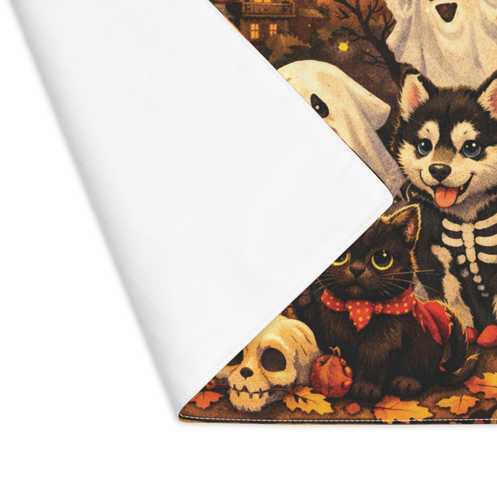 Halloween Pets Placemat — Cute Cats & Dogs Trick-or-Treat Table Mat