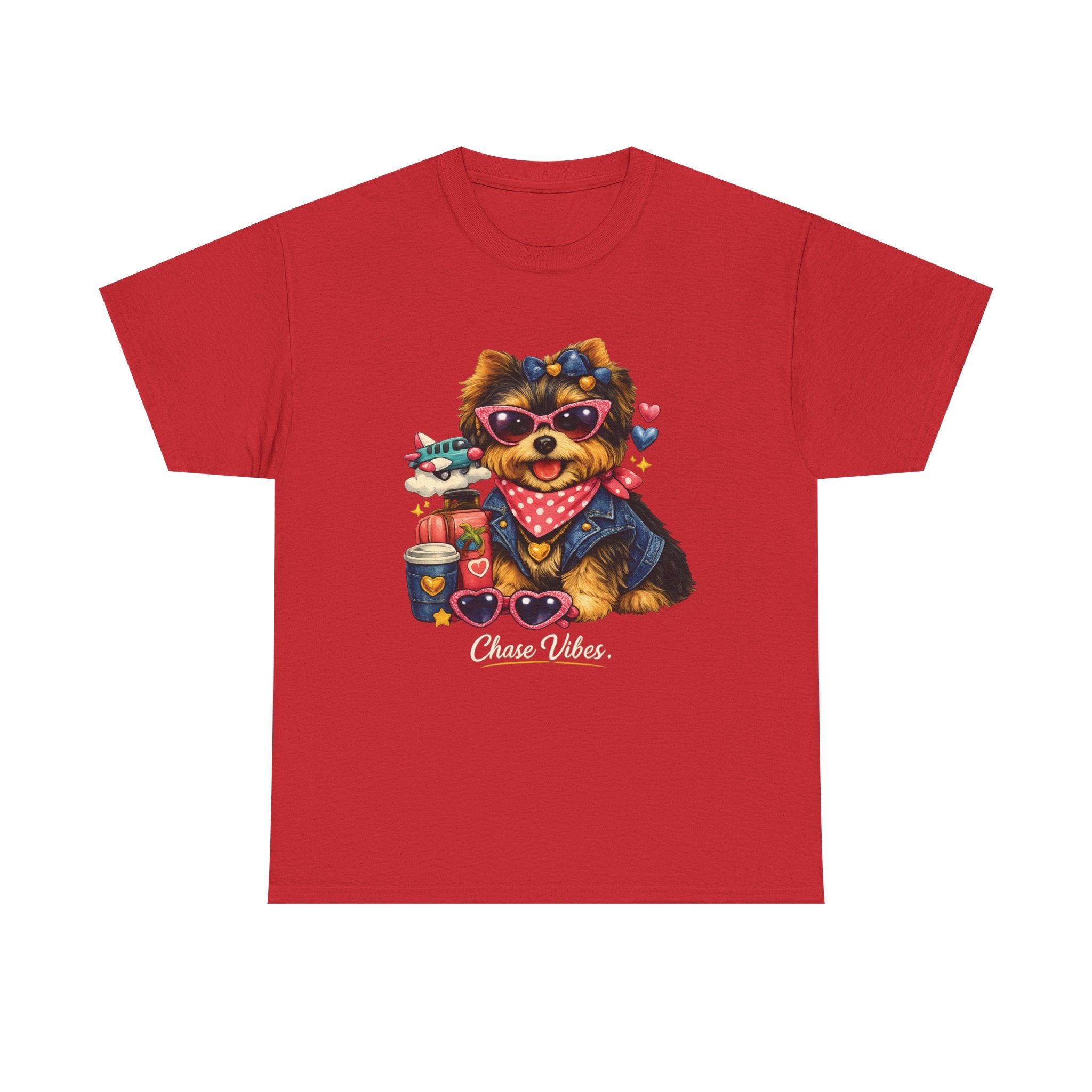 Cute Yorkie Puppy Graphic Tee – Dog Lover T‑Shirt with Bandana & Coffee Art