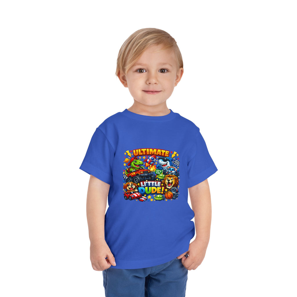 Ultimate Little Dude Toddler Tee — Colorful Gamer Animal Crew Graphic