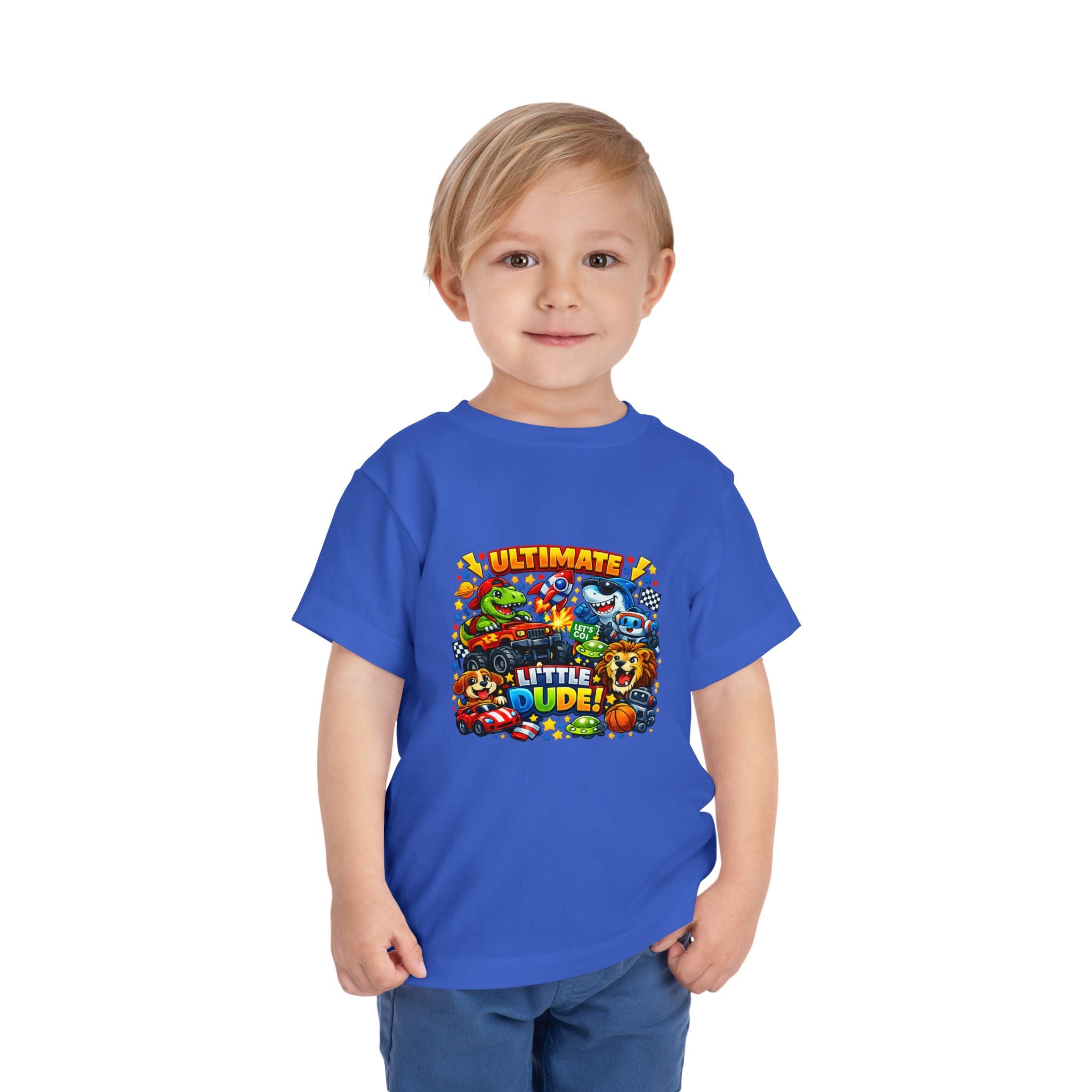 Ultimate Little Dude Toddler Tee — Colorful Gamer Animal Crew Graphic