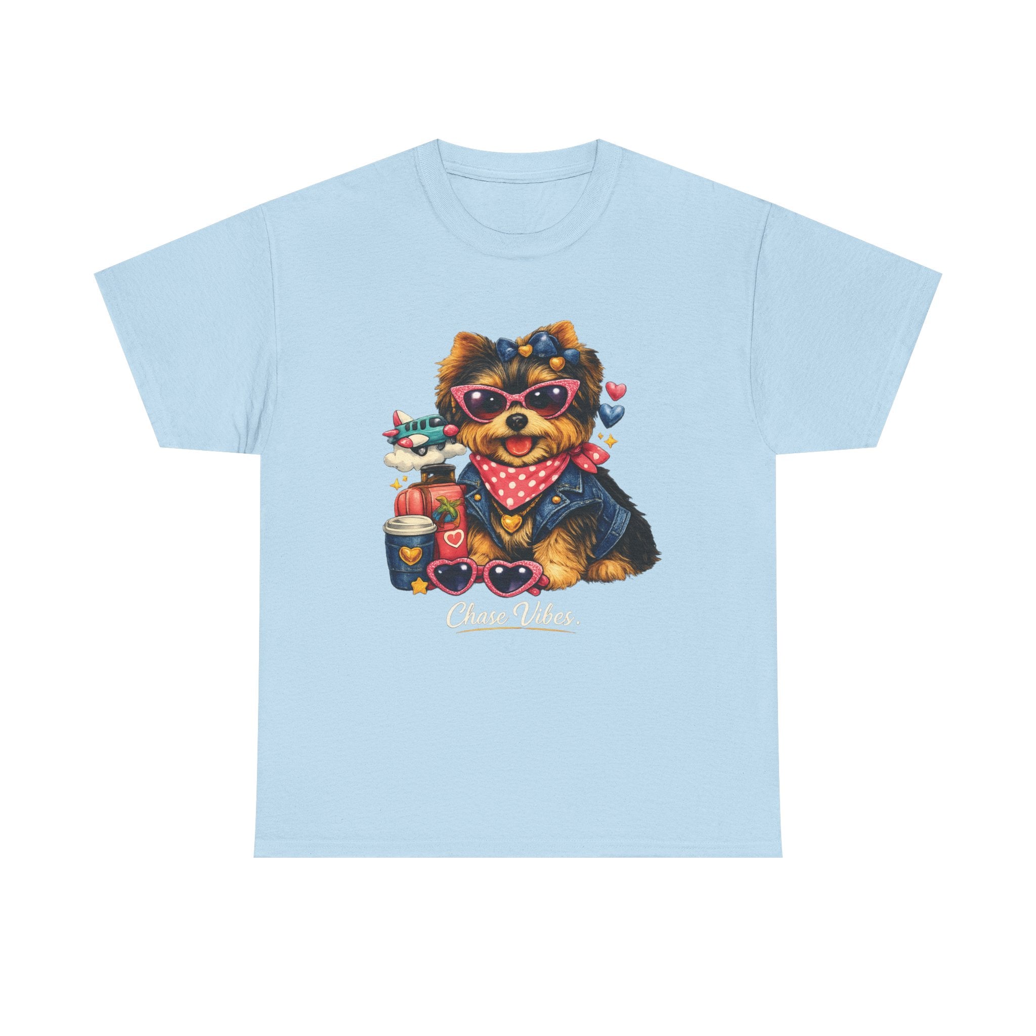 Cute Yorkie Puppy Graphic Tee – Dog Lover T‑Shirt with Bandana & Coffee Art