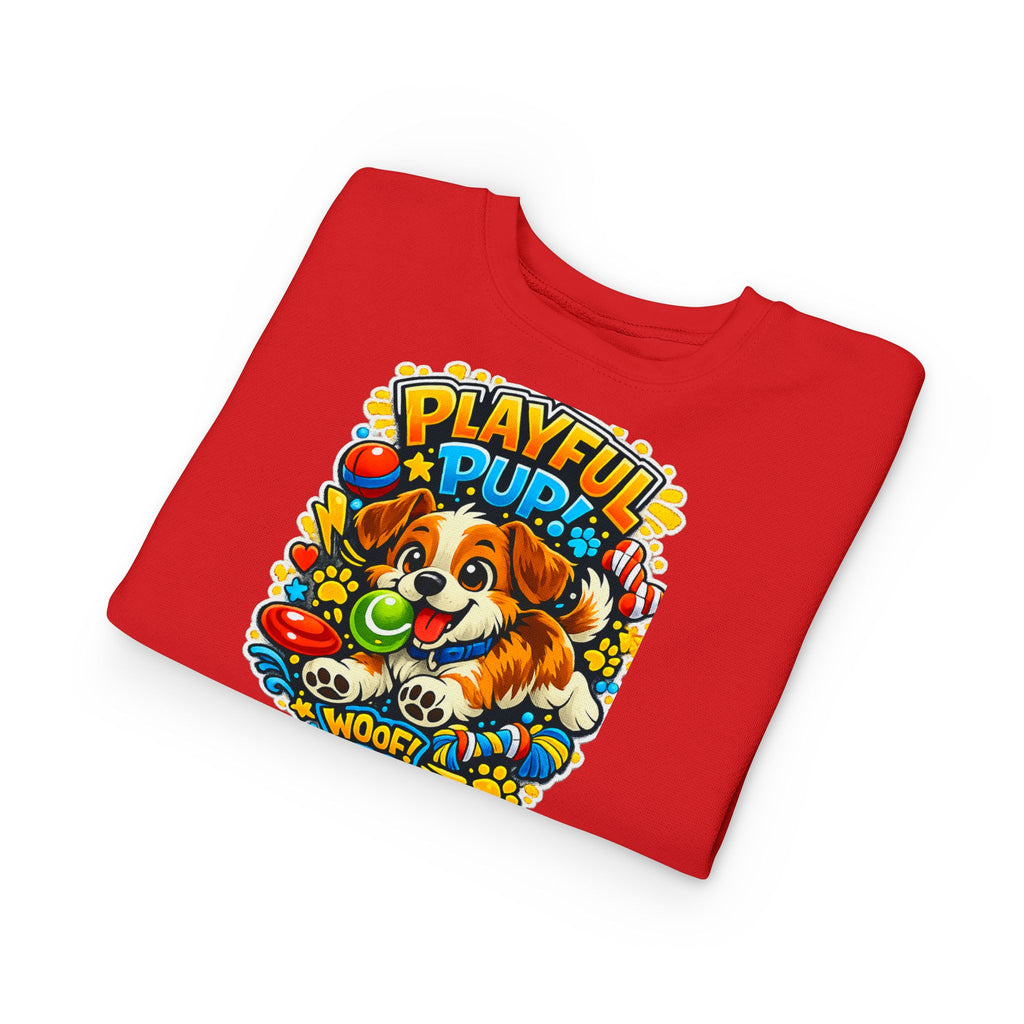 Playful Pup Toddler Sweatshirt — Cute Puppy Graphic "Playful Pup! Woof"