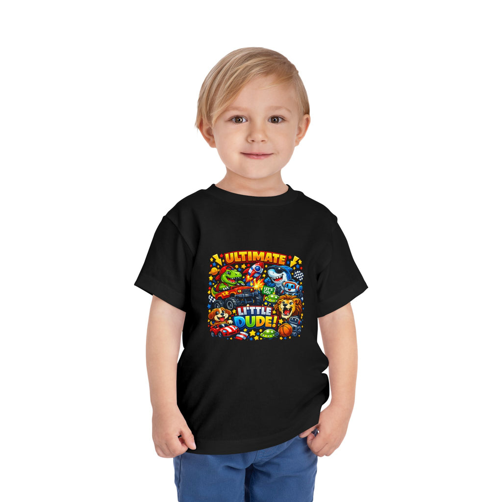 Ultimate Little Dude Toddler Tee — Colorful Gamer Animal Crew Graphic