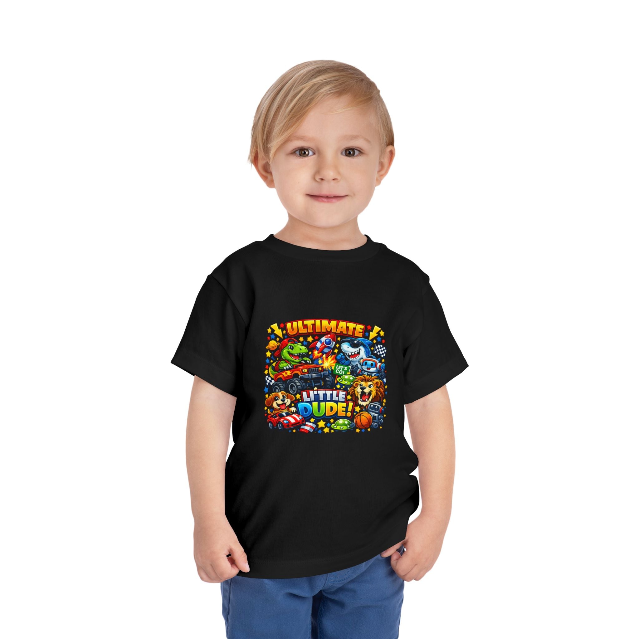 Ultimate Little Dude Toddler Tee — Colorful Gamer Animal Crew Graphic