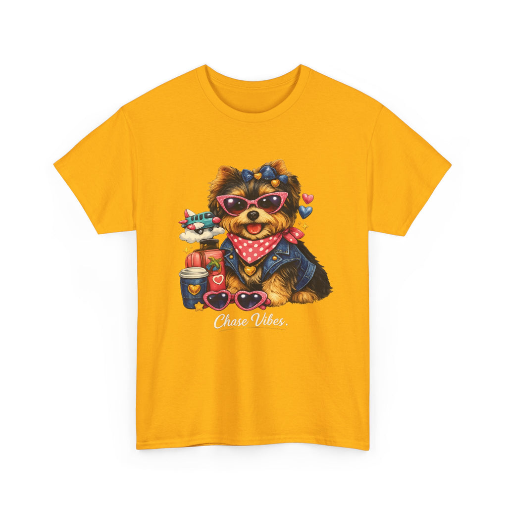 Cute Yorkie Puppy Graphic Tee – Dog Lover T‑Shirt with Bandana & Coffee Art