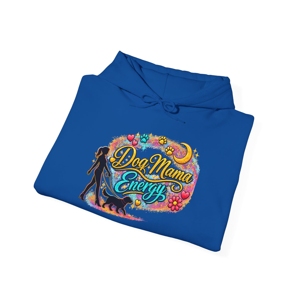 Dog Mama Crew Hoodie – Colorful Retro Paw Print Design