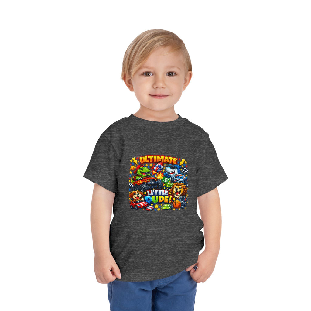 Ultimate Little Dude Toddler Tee — Colorful Gamer Animal Crew Graphic