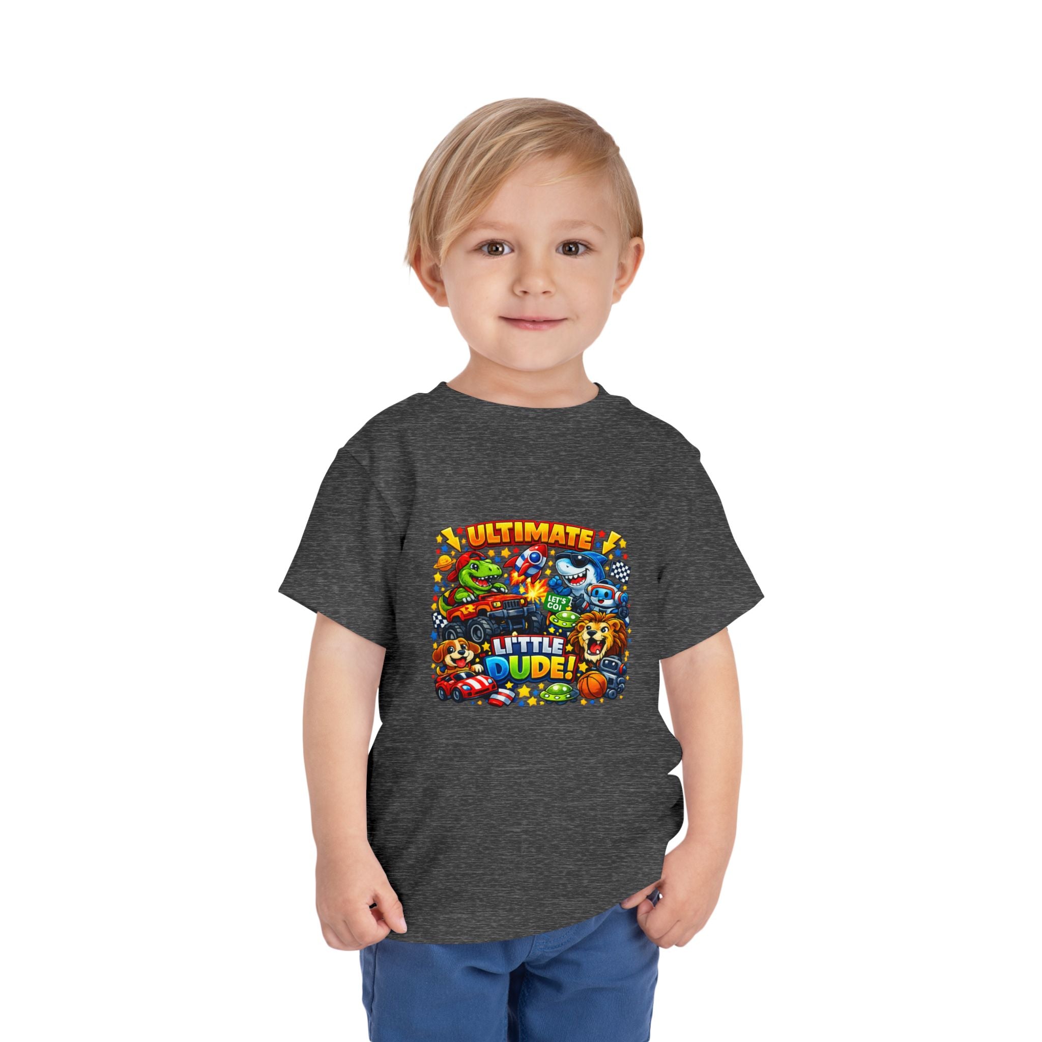 Ultimate Little Dude Toddler Tee — Colorful Gamer Animal Crew Graphic